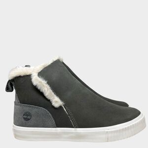 Timberland Fur-Lined Chelsea Boots 7 Grey Leather Pull On Nubuck Winter